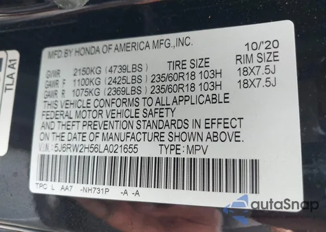 2020 Honda Cr-V Awd Ex from USA, damaged, VIN 5J6RW2H56LA021655